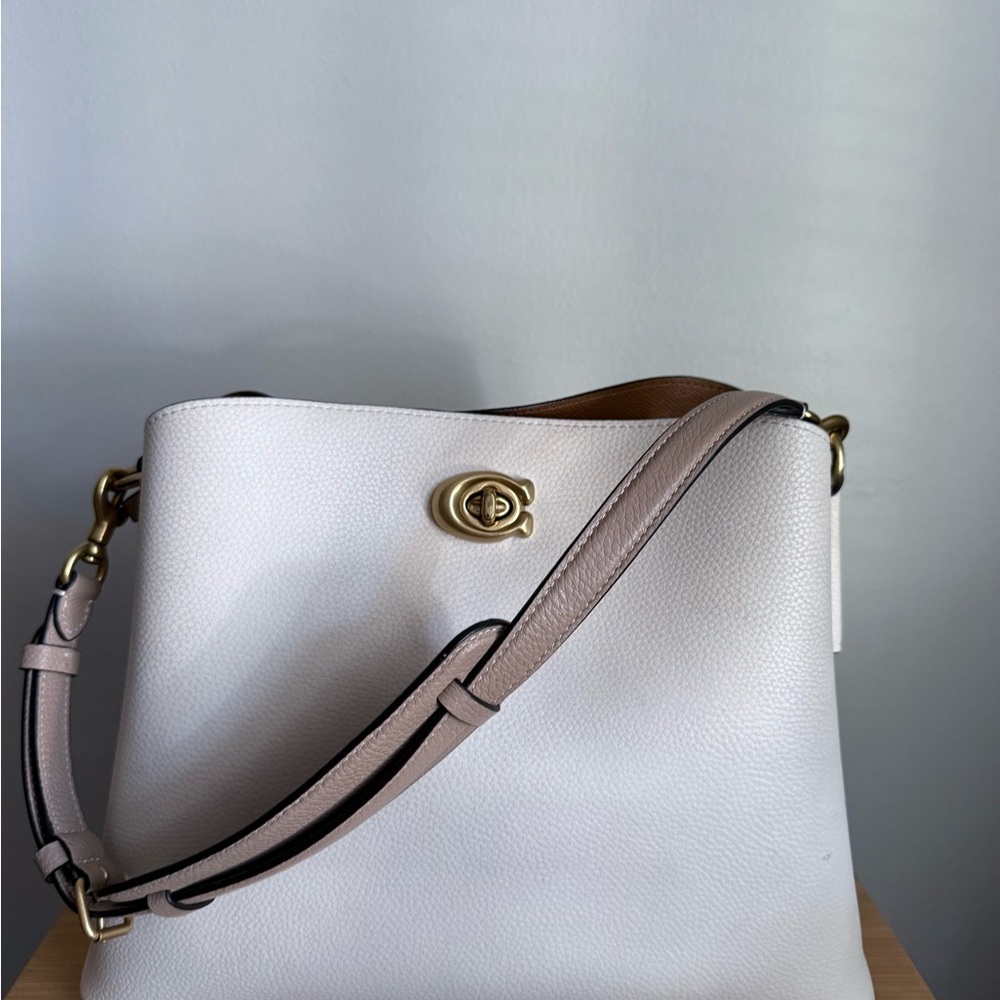 Coach Willow Colorblock Beige Leather Shoulder Bag